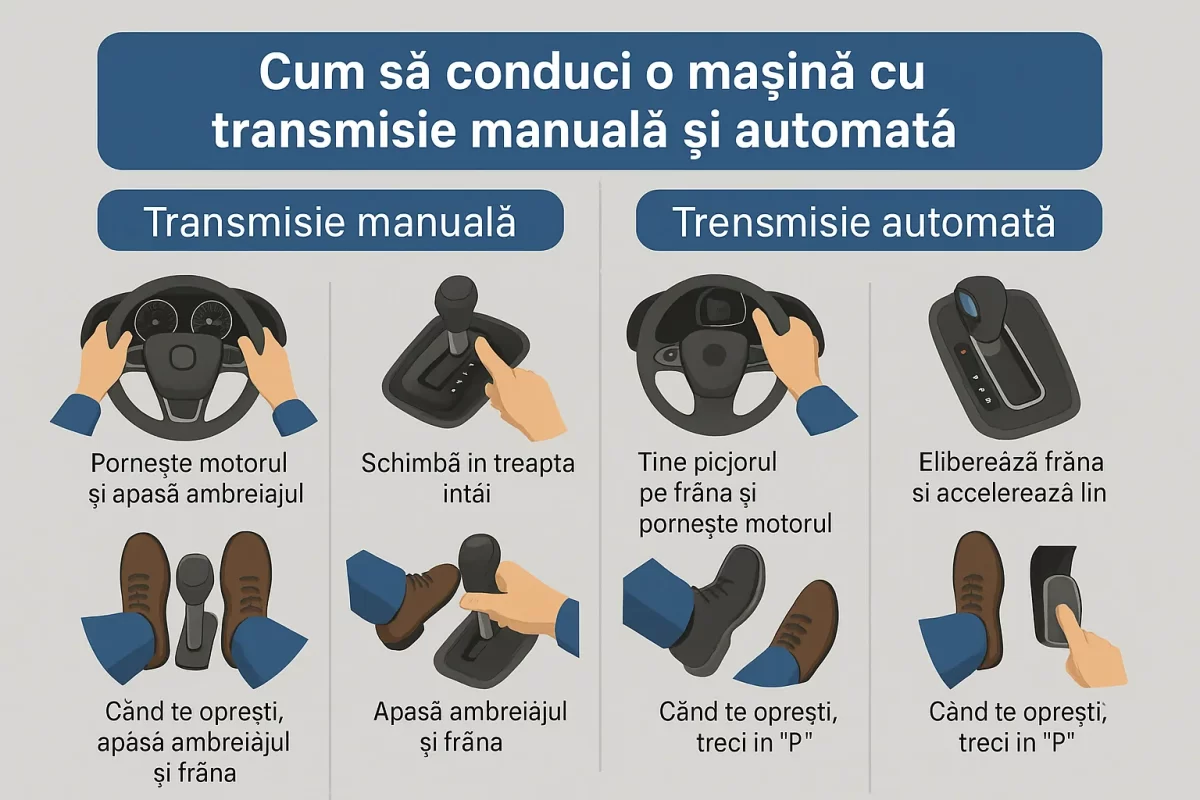 Cum să conduci o mașină cu transmisie manuală și automată.